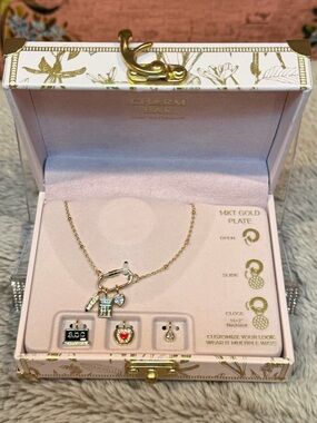 Charm Bar 14KT Gold Plated Charm Necklace Set